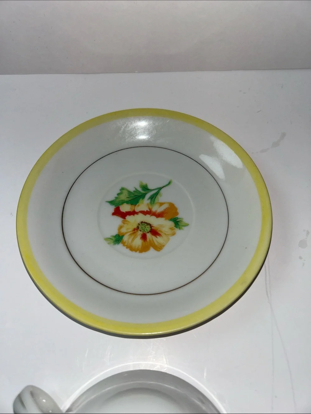 Hand Painted Floral Print Teacup and Saucer Marked Japan Cottage core Style